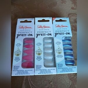 Perfect Press-On Nails - Pink, French White, Blue Set 3